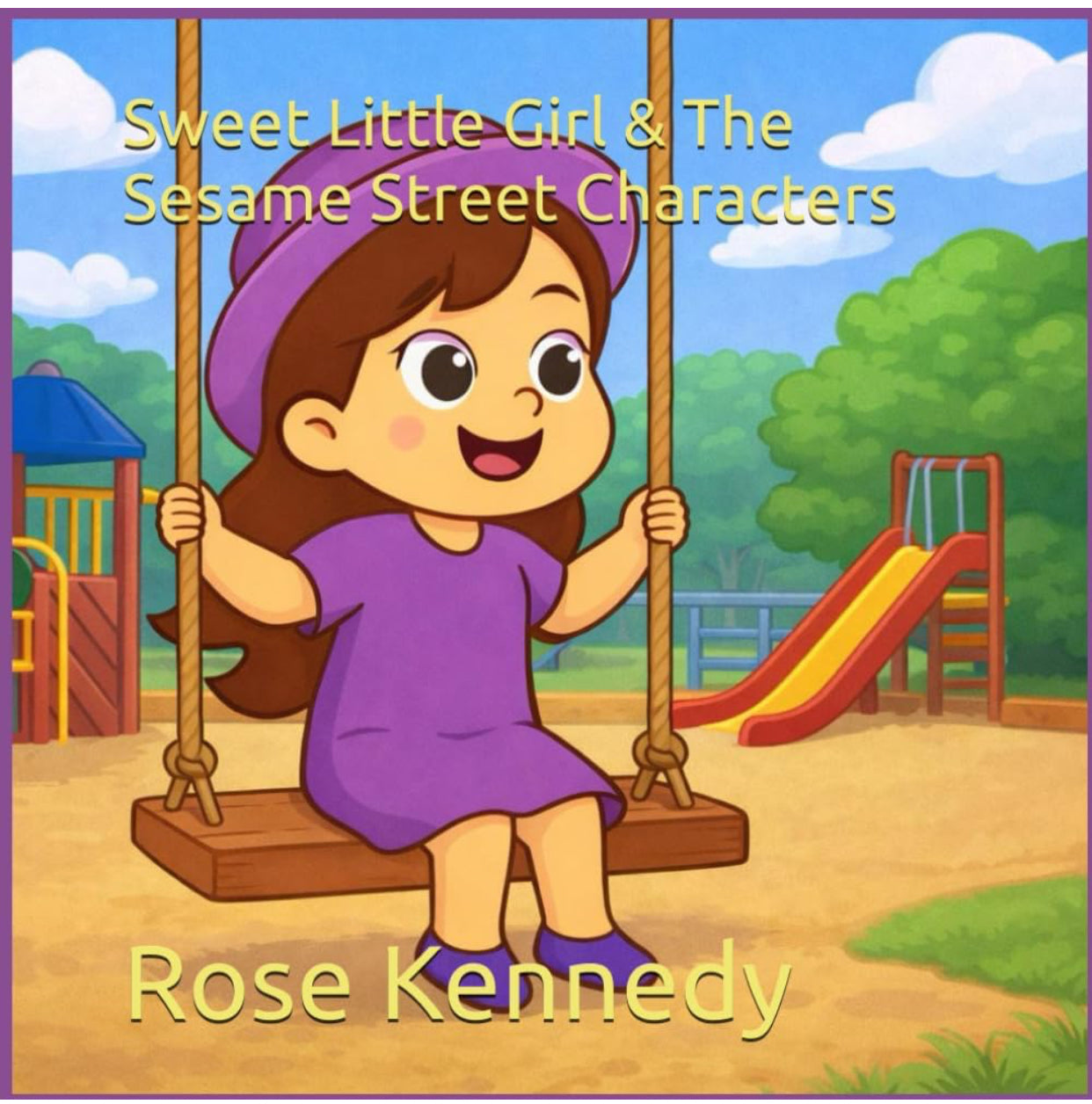Sweet Little Girl & Sesame Street Characters